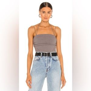 NWT H:ours Revolve charcoal gray bodysuit